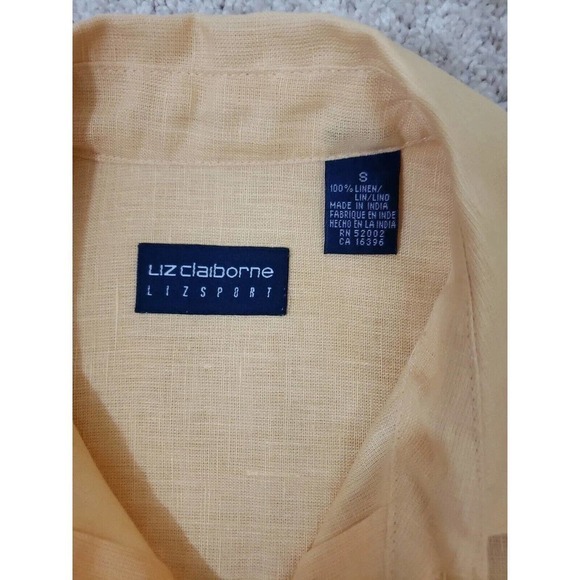 Liz Claiborne ~Woman Size S~ Yellow 100% Linen Shirt Blouse Boho/Beach Tunic. - Picture 2 of 16